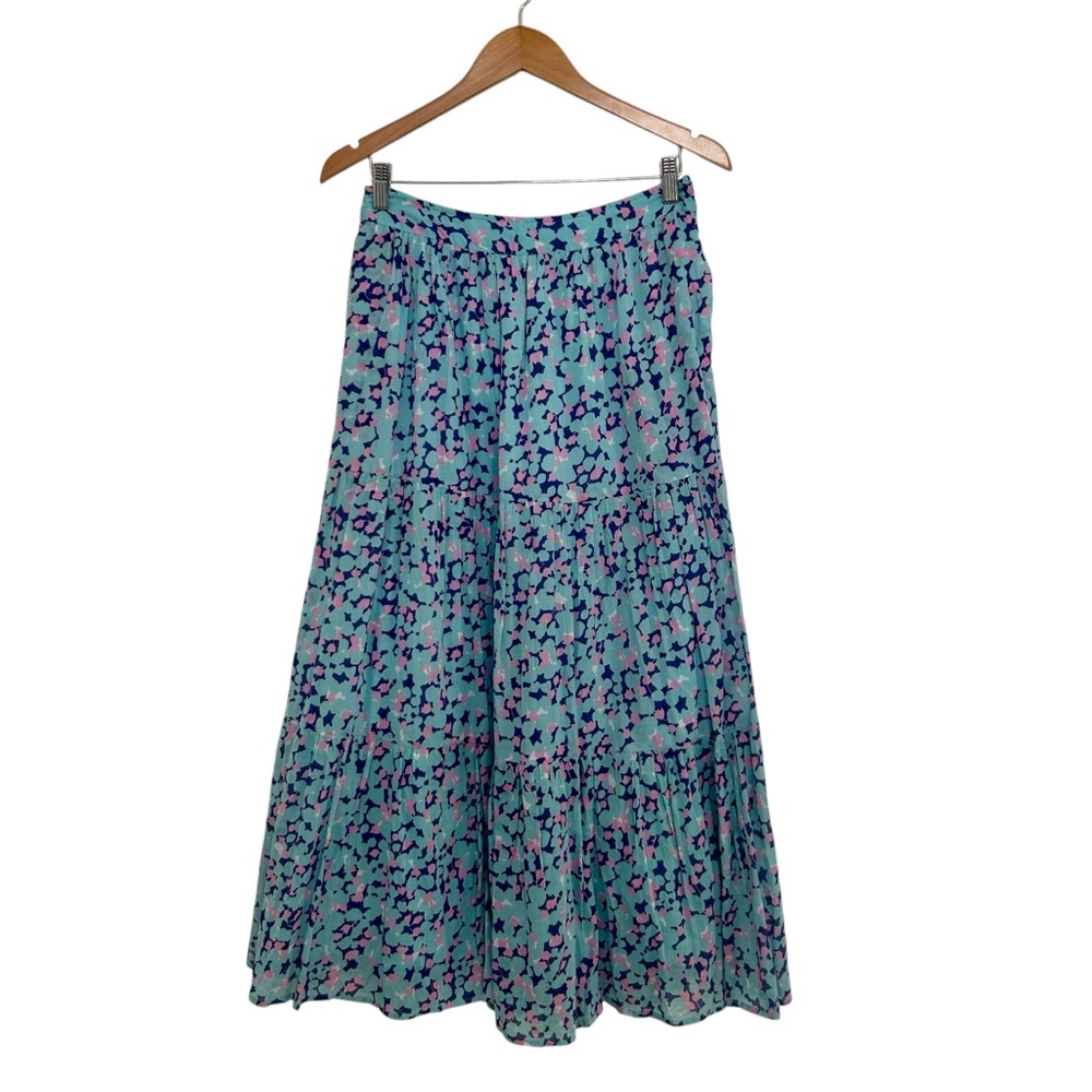 Banjanan Tiered Cottin Midi/Maxi Skirt Sz M Blue/Pink